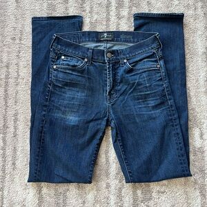 7 for All Mankind straight slim leg blue navy jeans, simple no rips
